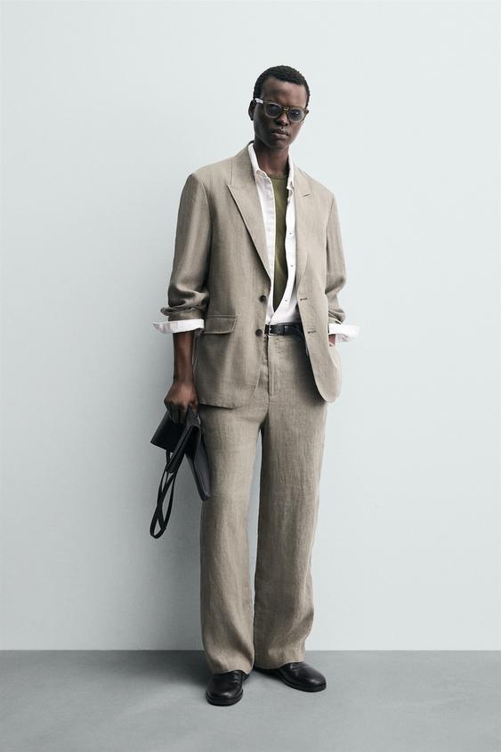 100% WASHED LINEN SUIT PANTS
