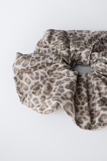 ANIMAL PRINT SCRUNCHIE - Brown / Ecru by Zara - Image 1