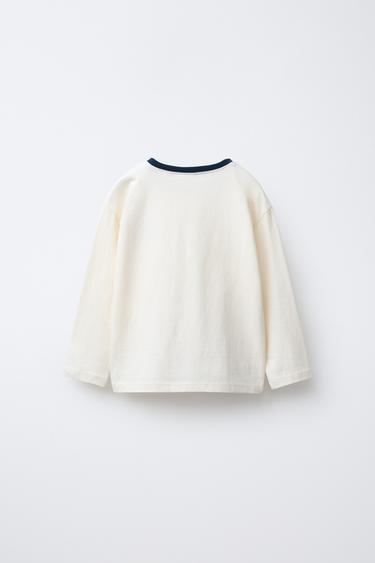 T-SHIRT VARSITY OURS BRODÉ - Blanc de Zara - Image 1