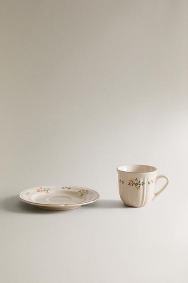 TASSE THÉ ET SOUCOUPE PORCELAINE FLORALE - Crème de Zara - Image 4