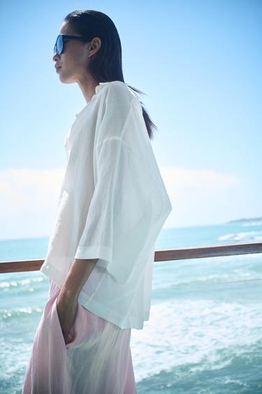 ZW COLLECTION OVERSIZE FLOWING SHIRT - White by Zara