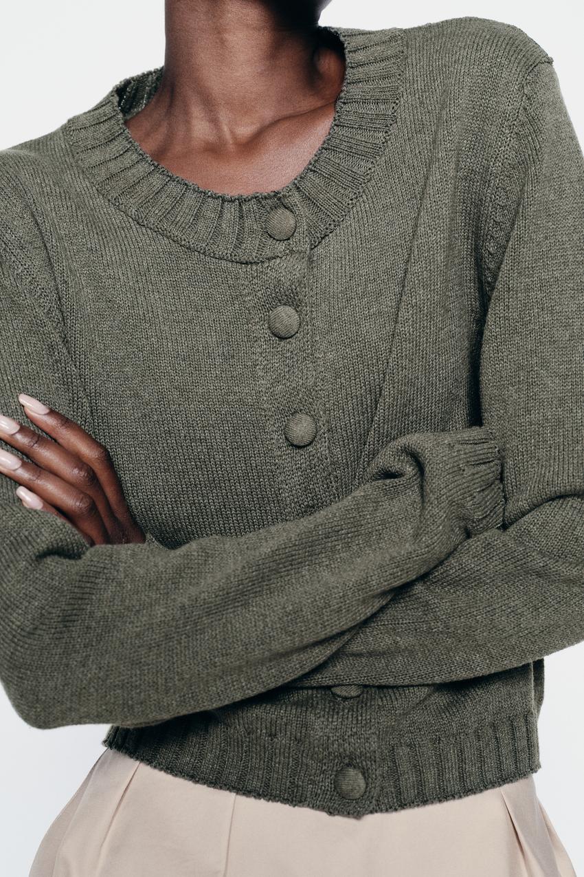 ZARA BABY 佳き ニットジップカーディガン カーキ 92cm