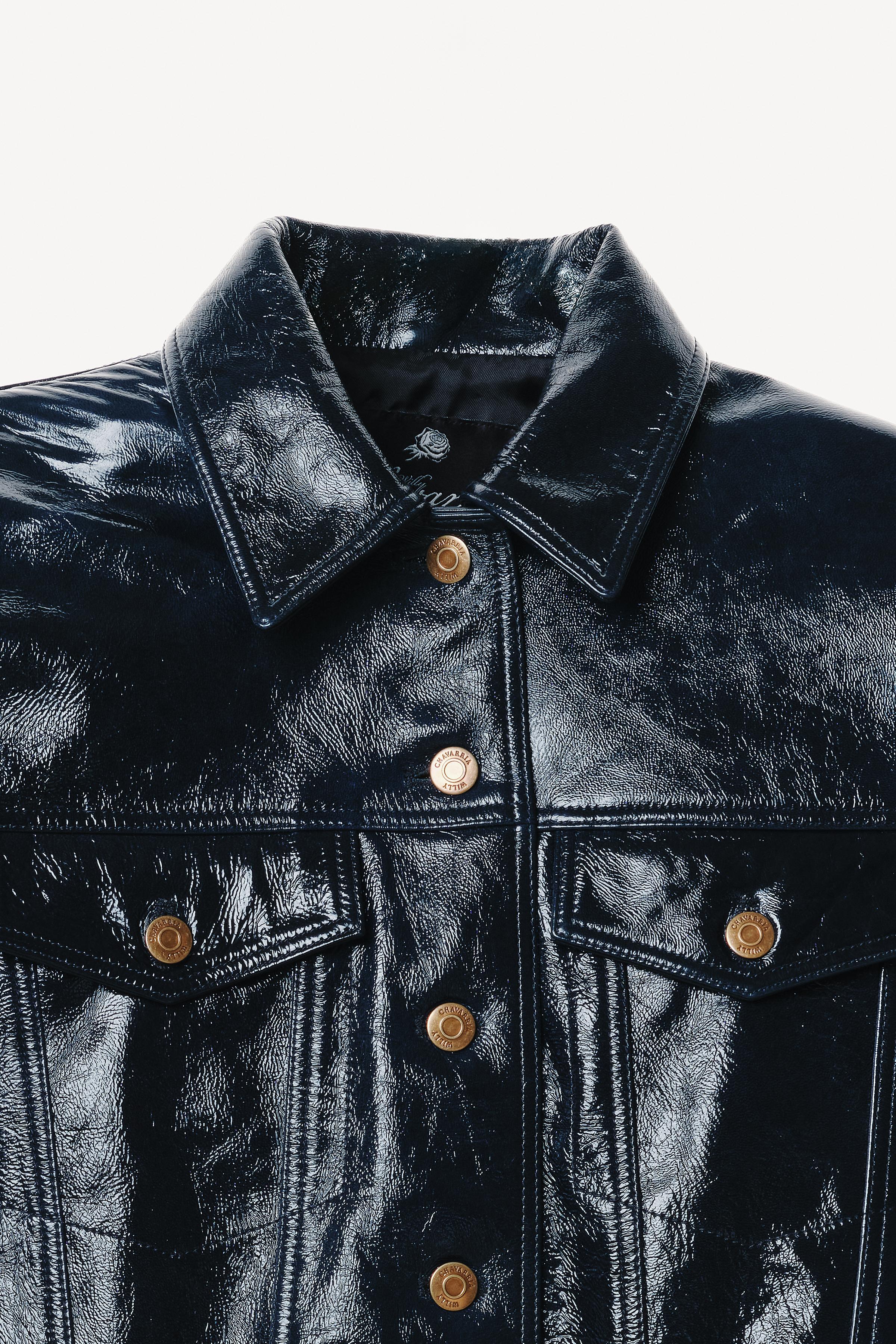 LEATHER SHOULDER PAD JACKET WILLY CHAVARRIA X ZARA - Petrol blue
