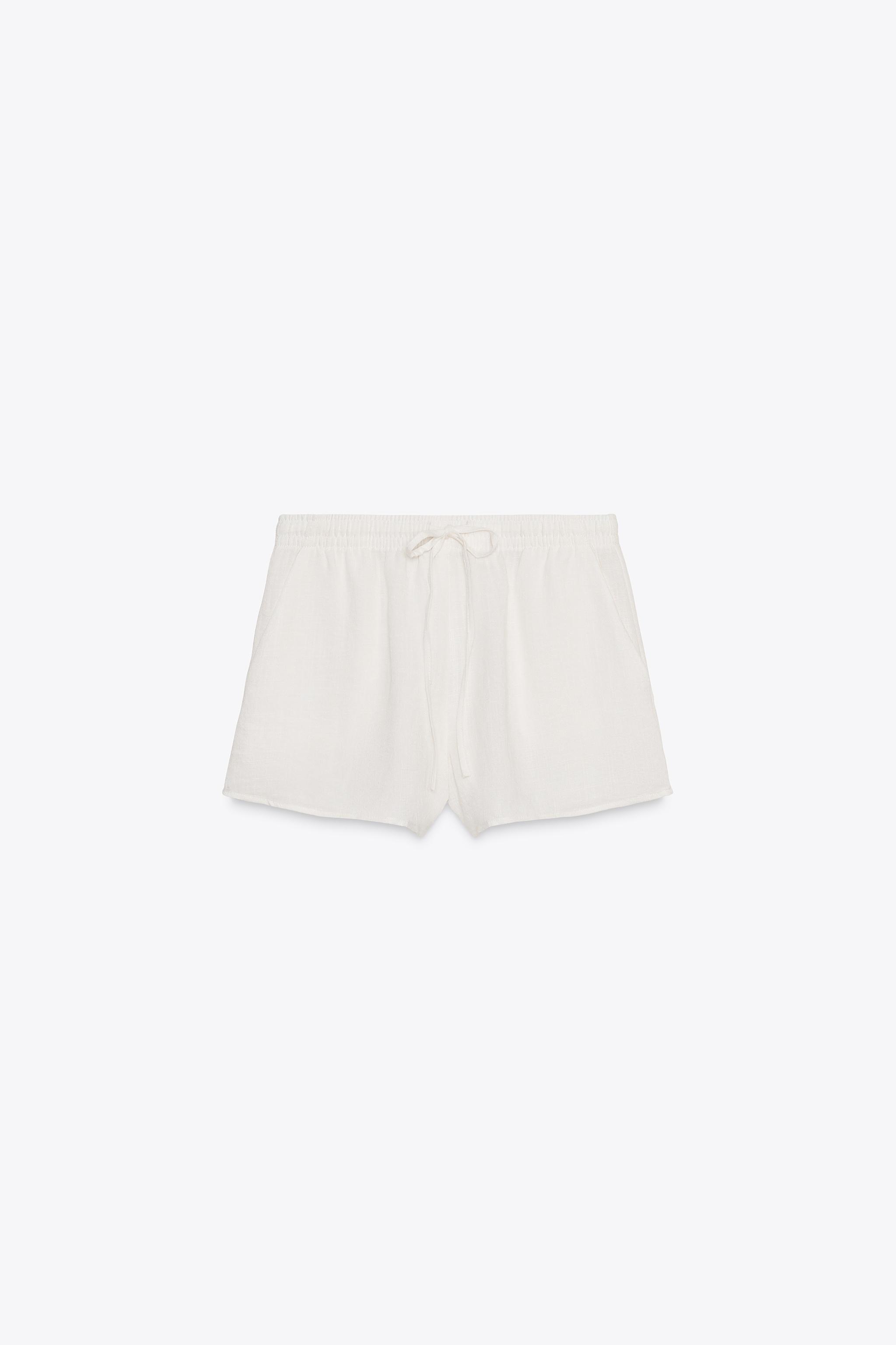 小物 SARA DRAWSTRING MINI SHORTS - Oyster-white | ZARA United States