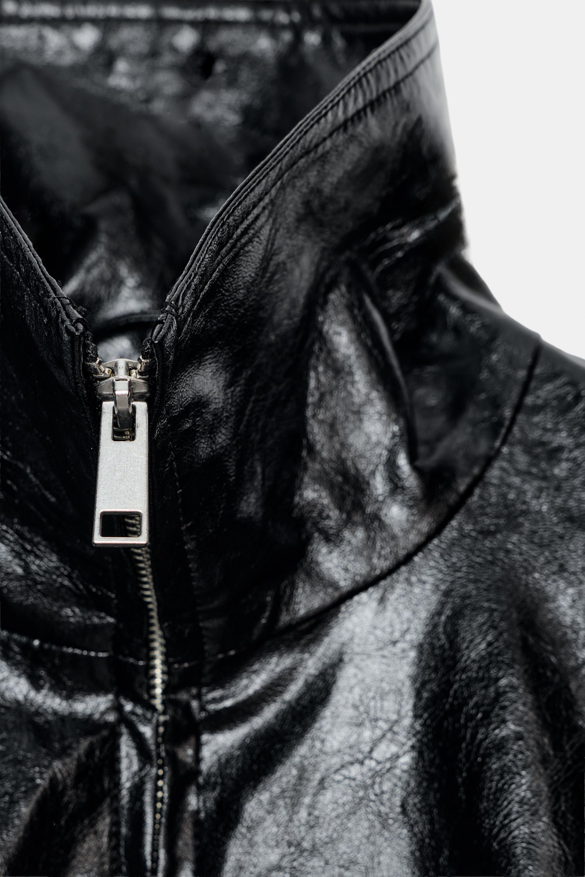 FAUX LEATHER JACKET WITH SCARF ZW COLLECTION - Black | ZARA Canada