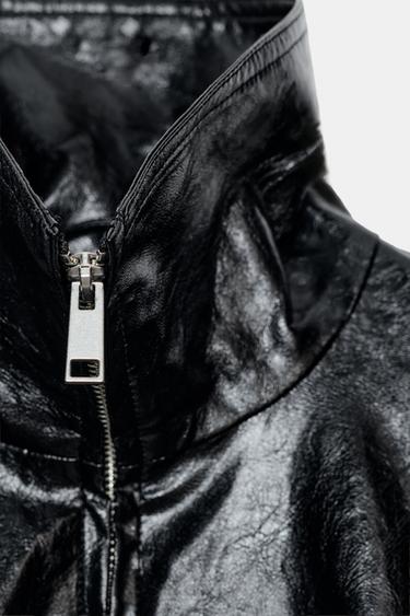 VESTE EFFET MATIÈRE SYNTHÉTIQUE ÉCHARPE ZW COLLECTION - Noir de Zara - Image 10