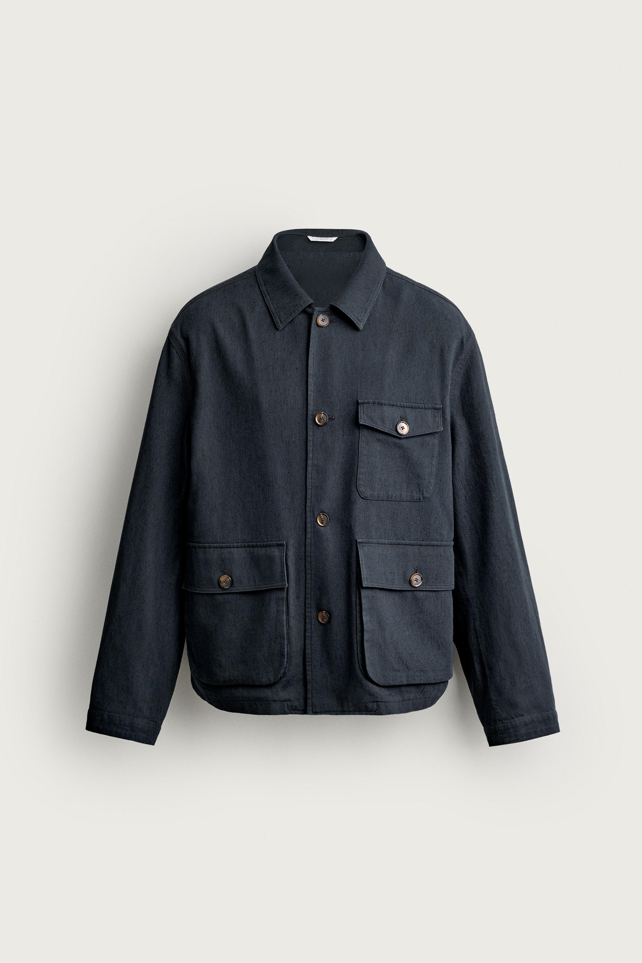 リラックスフィット ポケットシャツジャケット - グレー/ブルー | ZARA