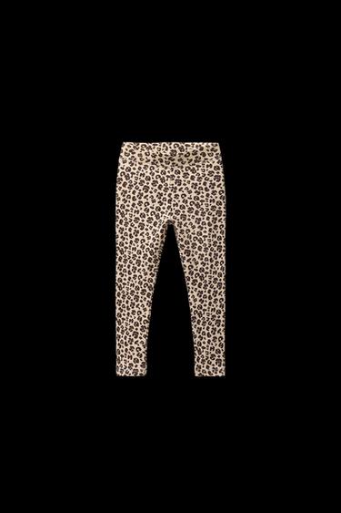 PRINTED RIBBED LEGGINGS - camel by Zara