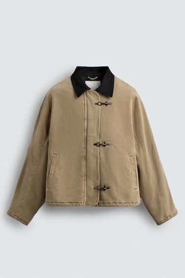 BLOUSON COL BIMATIÈRE BRANDEBOURGS - Sable de Zara