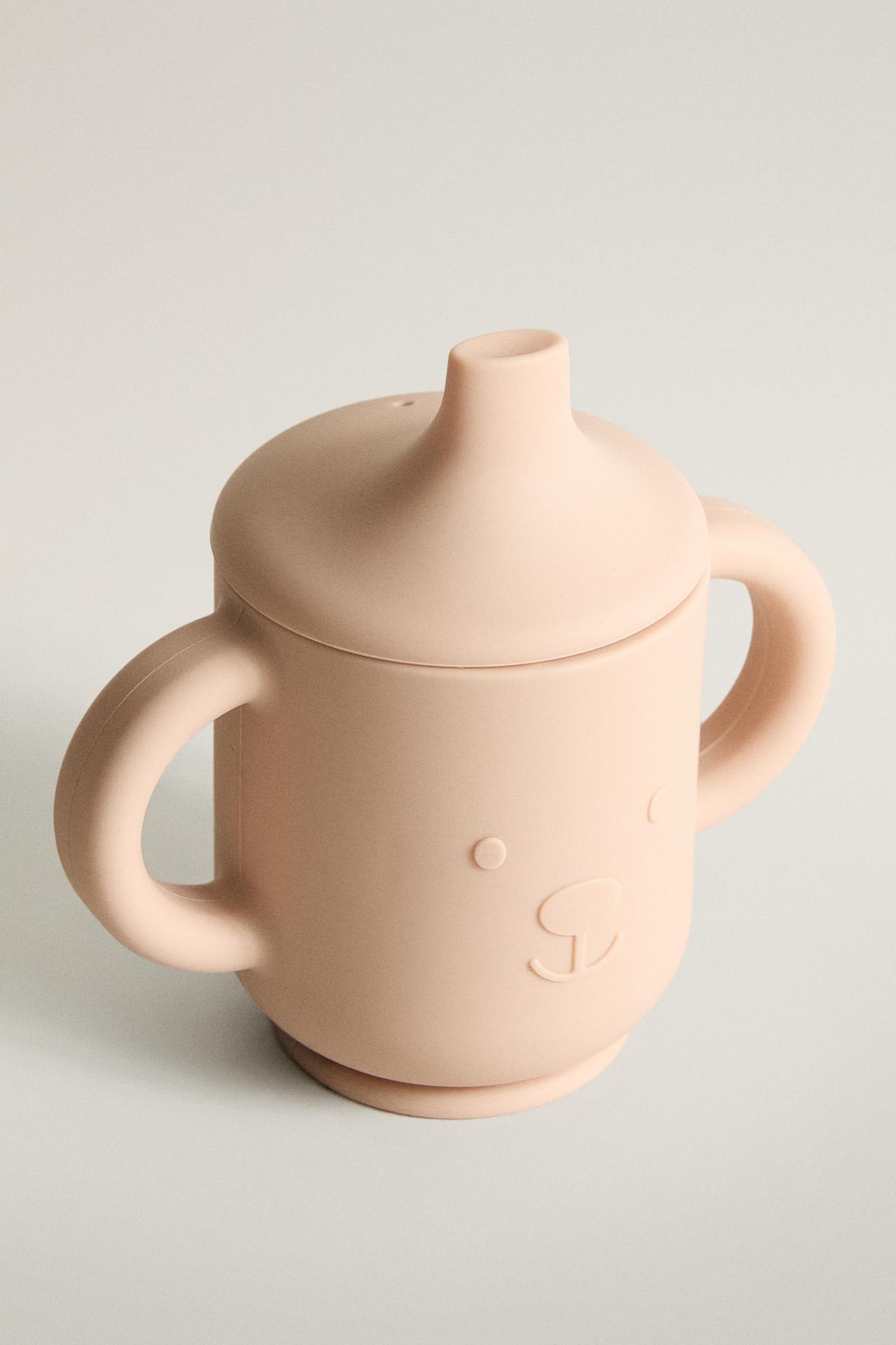 KIDS' SILICONE BEAR LEARNING TUMBLER — Pink