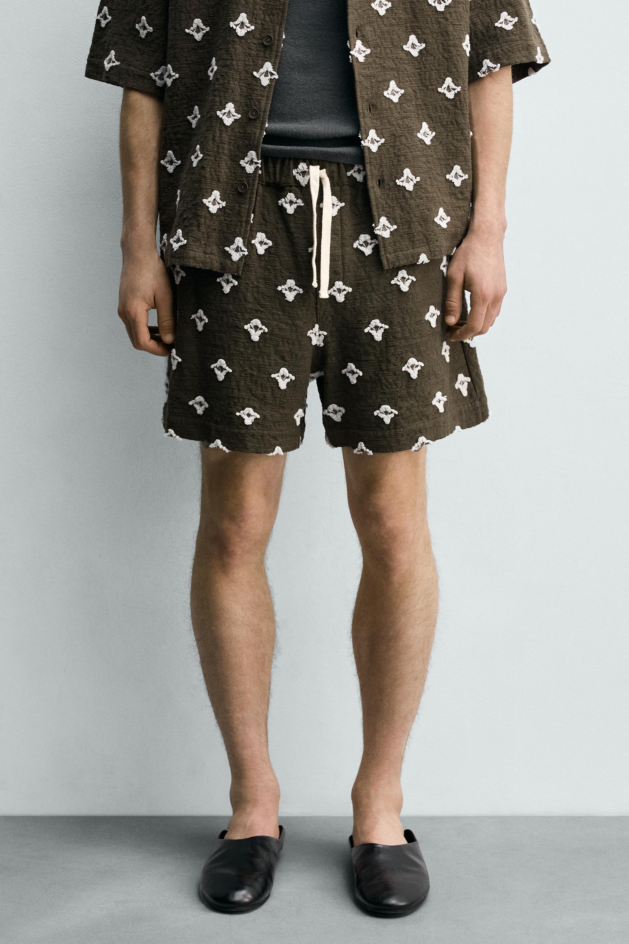 RELAXED FIT TEXTURED JACQUARD SHORTS