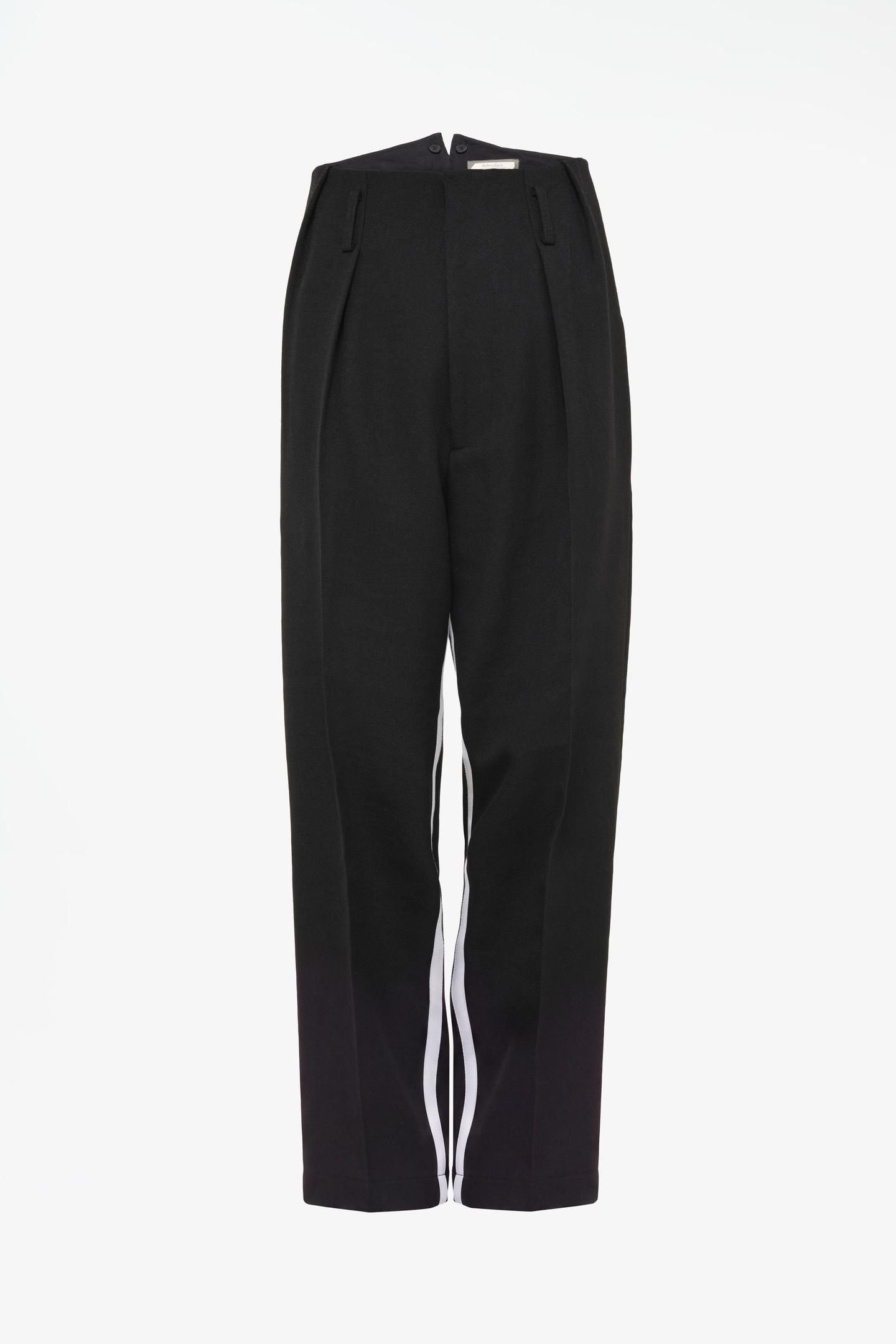 Женские брюки Zara Limited Edition 100% Wool Pants with Contrast Stripe, цвет: Чёрный — фото 3