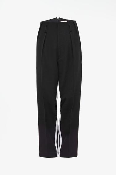 LIMITED EDITION 100% WOOL PANTS WITH CONTRAST STRIPE — Black 1