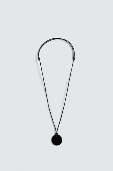 COLLAR CORDÓN ABALORIO ÁGATA  - Negro de Zara