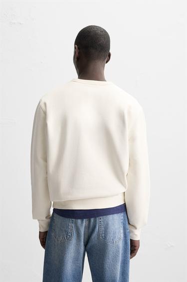 BASIC CREW NECK SWEATSHIRT - Oyster-white by Zara - Image 2