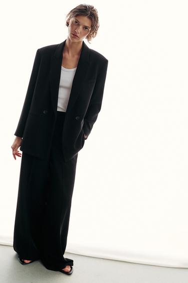 بنطلون واسع بخصر عالٍ - أسود الخاص بـ Zara