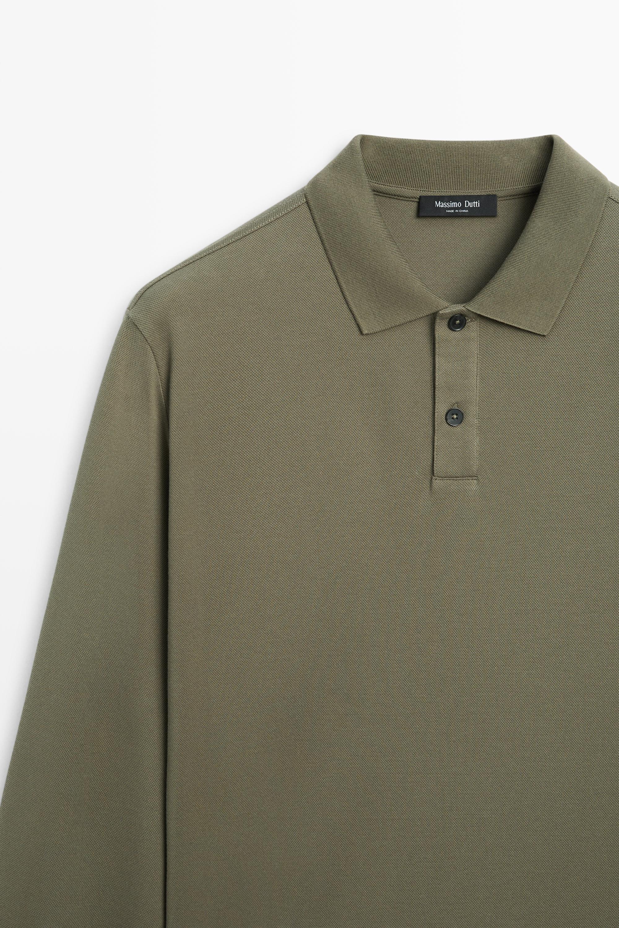 100% cotton micro-textured knit polo shirt — Green