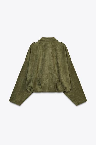 BLOUSON BOMBER EFFET DAIM - vert kaki-moyen de Zara - Image 5