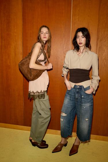 TRF RIPPED MID-WAIST DENIM JORTS BERMUDA SHORTS - Light blue by Zara - Image 0