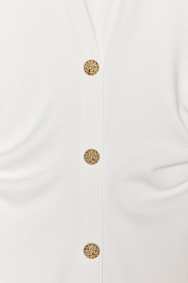 ROBE CHEMISE PIQUÉE - Blanc cassé de Zara - Image 8