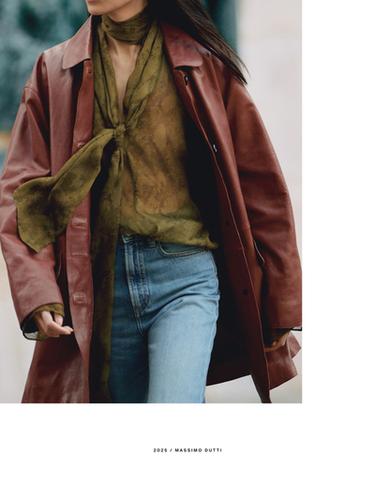 Zara Long nappa leather coat - Dark mink