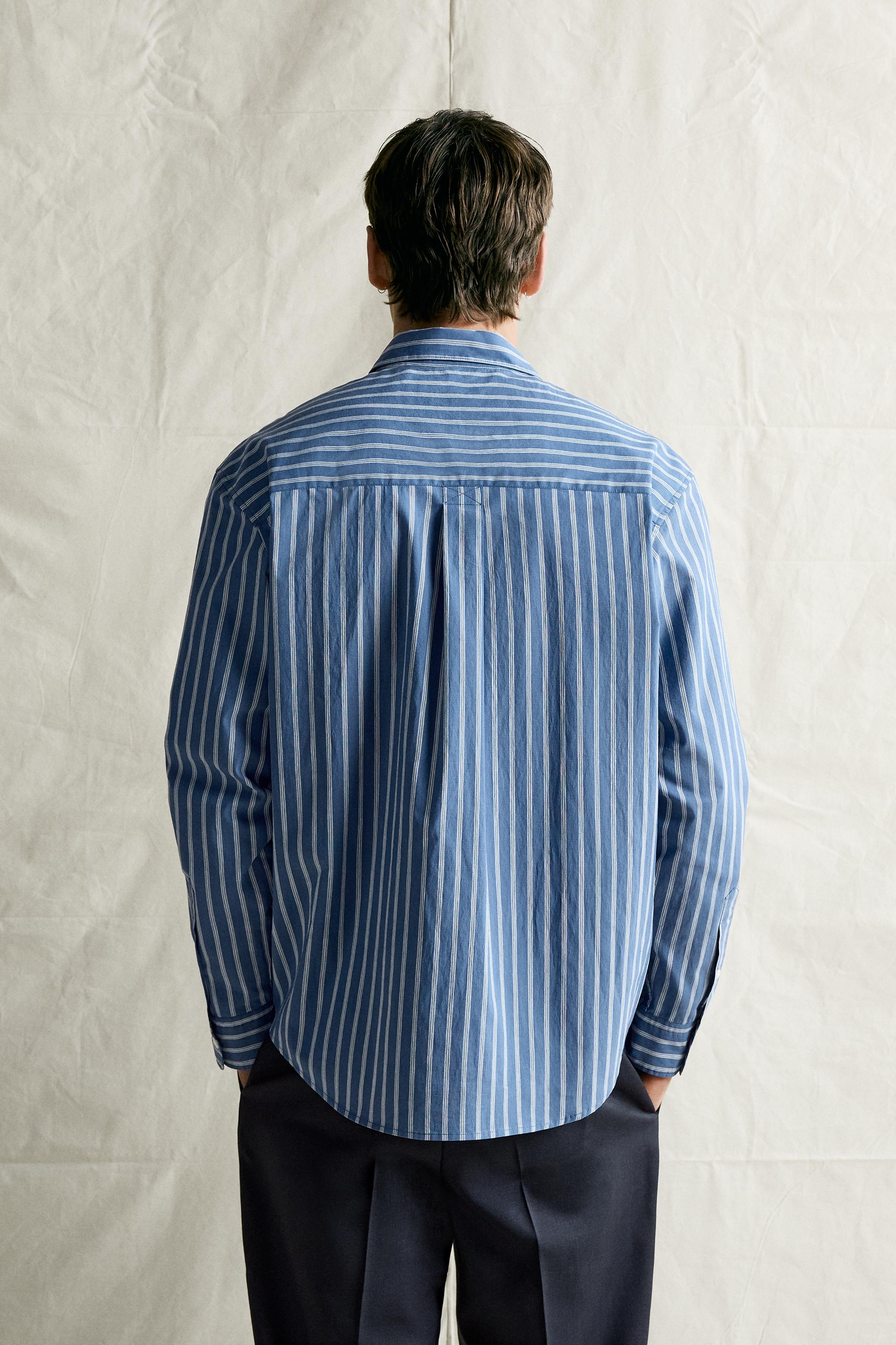 Zara RELAXED FIT ÇİZGİLİ GÖMLEK görsel 3