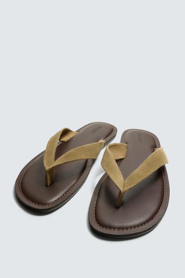 SANDALES À BRIDES EN CUIR - Beige de Zara - Image 4