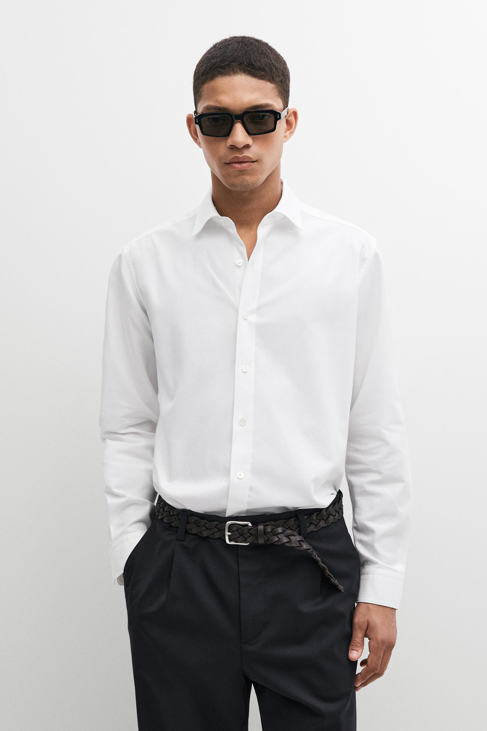 Chemise regular fit twill chiné 100 % coton