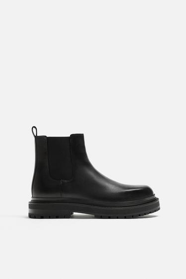 CHUNKY LEATHER CHELSEA BOOTS - Black by Zara