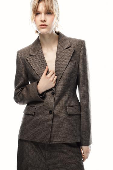 BLAZER CUADROS ZW COLLECTION - Arena claro de Zara