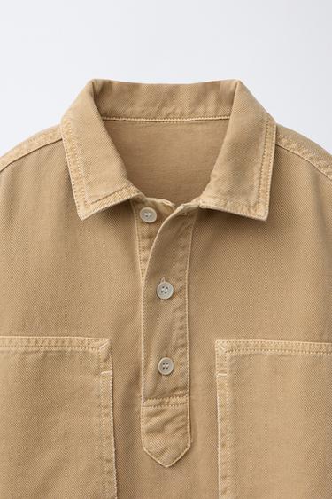 BUTTONED OVERSHIRT - Beige by Zara - Image 2