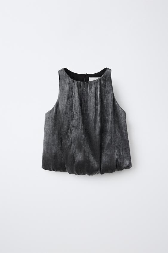 SHIMMER TEXTURED BALLOON TOP - Anthracite grey by Zara - Image 0