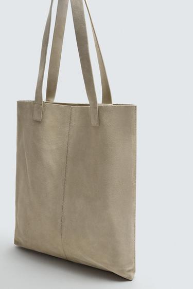 SAC SHOPPER EN CUIR - Marron sable de Zara - Image 2