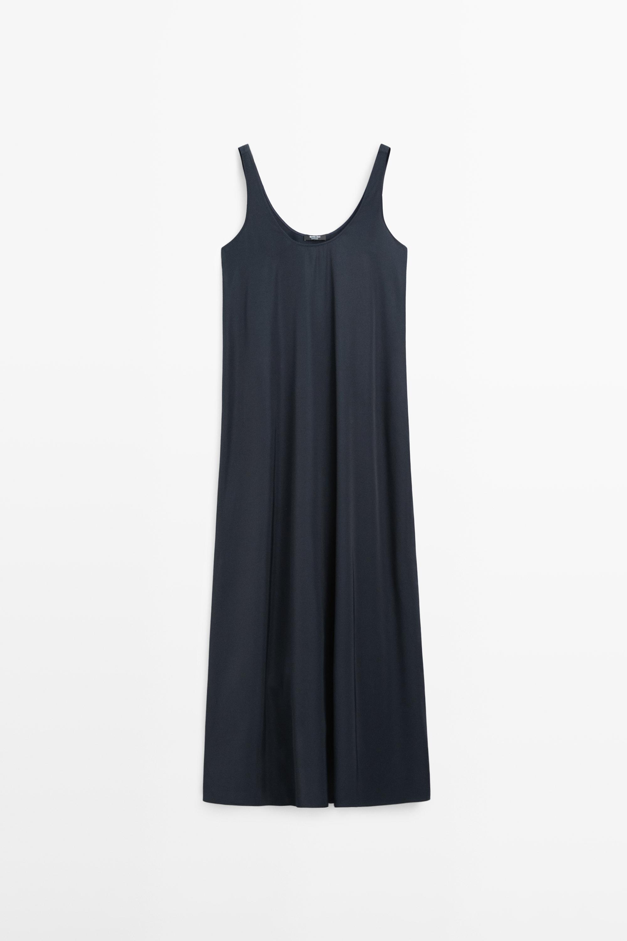 Flowing flared dress with straps — Blue