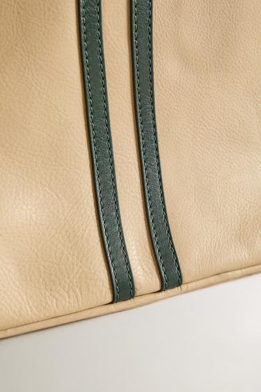 SAC À CHAUSSURES CUIR - Écru / Vert de Zara - Image 2