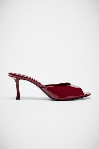 HEELED MULES - Burgundy Red by Zara
