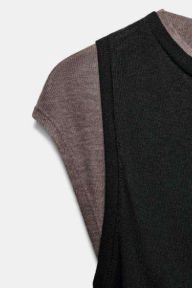 DOUBLE CONTRAST EFFECT TOP - Black / Brown by Zara - Image 8