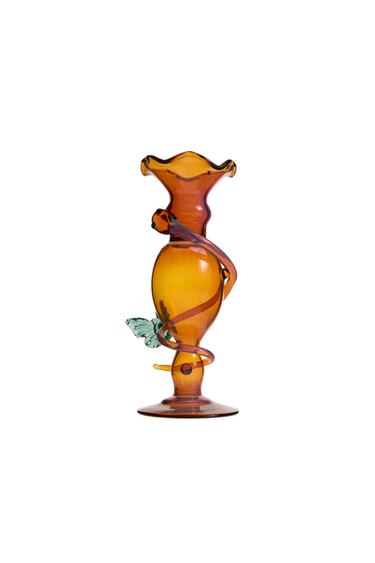 Zara BOROSILICATE BUTTERFLY CANDLESTICK | MARISA BERENSON - Orange