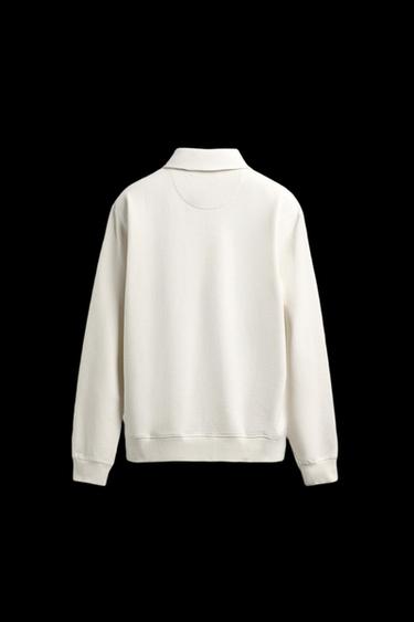QUARTER-ZIP POLO SWEATSHIRT - Ecru by Zara