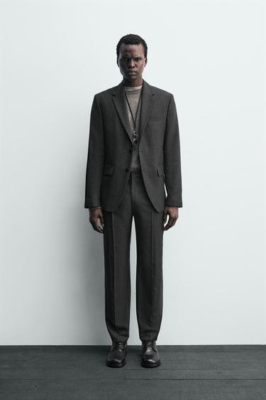 PINSTRIPE SUIT TROUSERS - Anthracite Grey by Zara