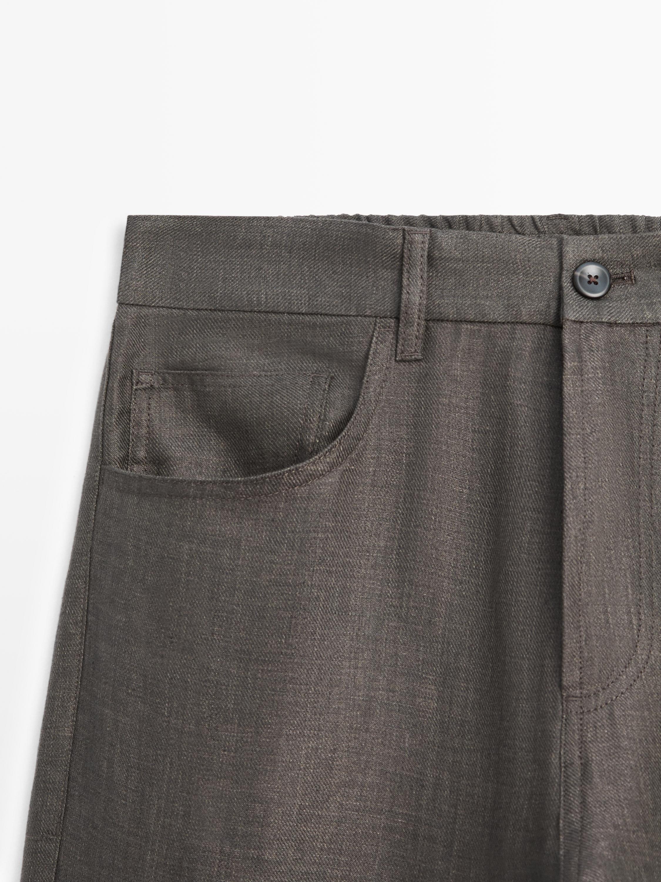 Faux jean semi-jogger en lin