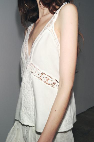 TOP ENCAJE ZW COLLECTION - Blanco de Zara
