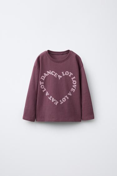 CAMISETA ESTAMPADO TEXTO BRILLO - Burdeos de Zara - Imagen 0