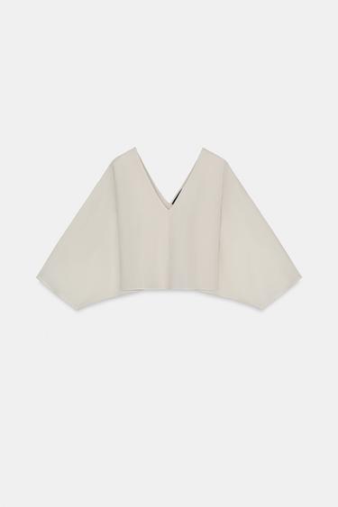 GECOMBINEERDE GEBREIDE BLOUSE - Ecru van Zara