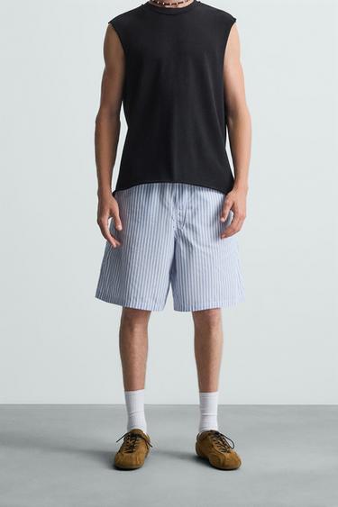 STRIPED RELAXED FIT BERMUDA SHORTS - striped by Zara