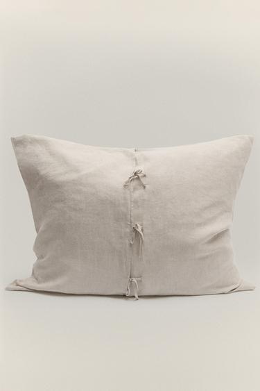 XXL LINEN THROW PILLOW COVER — Light beige 1