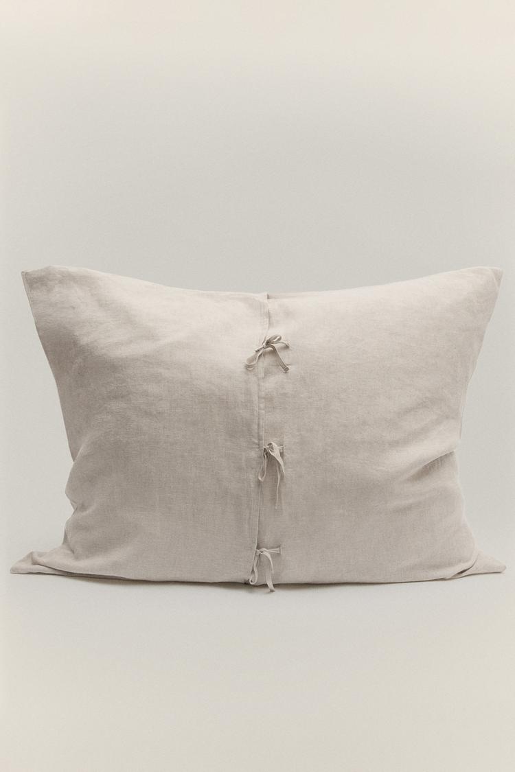 XXL LINEN THROW PILLOW COVER — Light beige