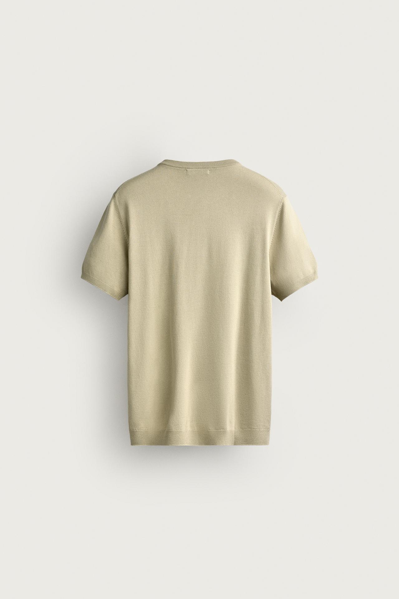 BASIC REGULAR FIT KNIT T-SHIRT — Light green