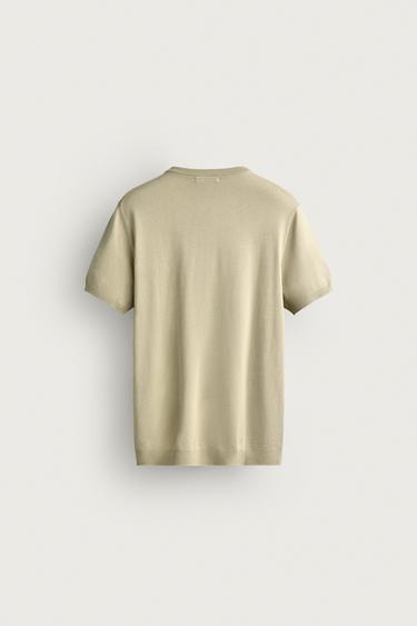 BASIC REGULAR FIT KNIT T-SHIRT — Light green 2