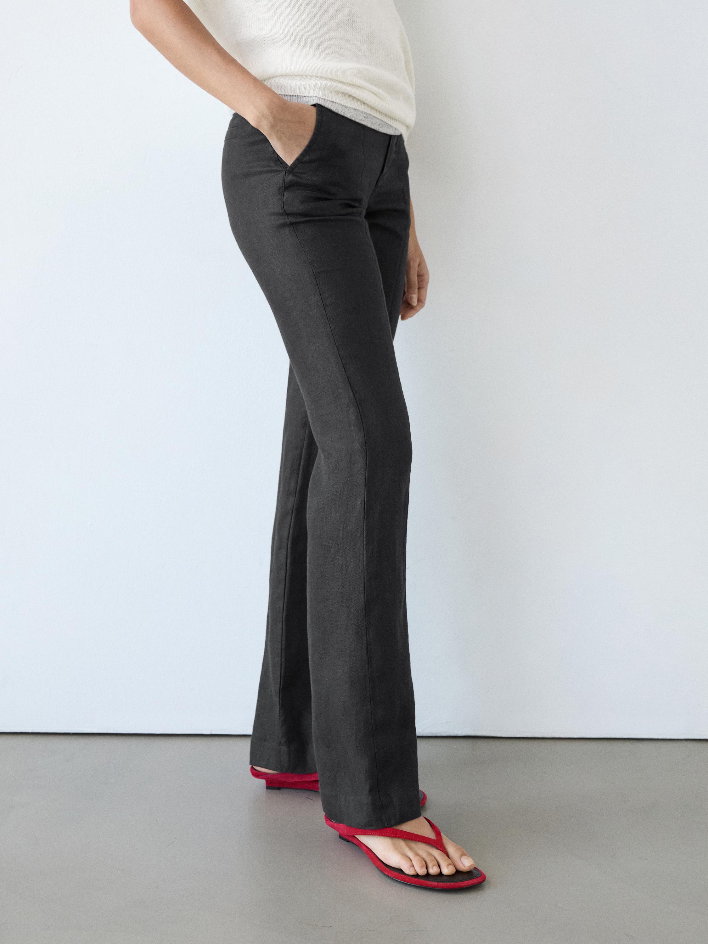100% linen kick flare fit pants